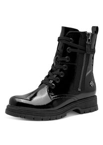 Schn&uuml;rboots MARCO TOZZI by GMK, Damen, Gr. 41, schwarz, Lacklederimitat, gl&auml;nzend, Schuhe Schn&uuml;rboots, Blockabsatz, Schn&uuml;rboots mit Zierrei&szlig;verschluss