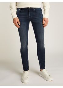 Stretch-Jeans Calvin Klein Jeans "SKINNY", Herren, Gr. 32, L&auml;nge 34, schwarz (denim schwarz), Denim/Jeans, Obermaterial: 92% Baumwolle, 6% Elastomultiester, 2% Elasthan, unifarben, skinny fit lang, Jeans Stretch-Jeans, Coinpocket, Logostickerei
