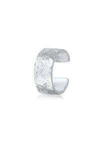Ohrklemme Elli "Ohrringe Earcuff Breit Basic Geh&auml;mmert 925 Silber" Gr. 10, silber, Ohrringe, Damen, ohne Stein, Silber 925 (Sterlingsilber), Ohrklemme