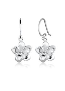 Paar Ohrh&auml;nger Elli "Ohrringe Frangipani Bl&uuml;ten Kristalle 925 Silber", wei&szlig;, Ohrringe, Damen, mit Stein, Silber 925 (Sterlingsilber), Paar Ohrh&auml;nger