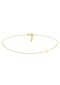Choker Elli "Halskette Choker Kreuz Symbol Trend 925 Silber" Gr. 36, gold, Halsketten, Damen, ohne Stein, Silber 925 (Sterlingsilber), Choker