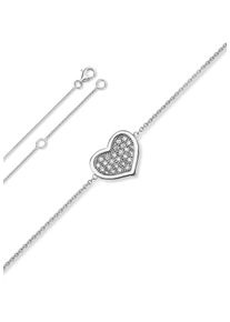 Silberkette ONE ELEMENT "Zirkonia Herz Halskette aus 925 Silber 45 cm" Gr. 45, silber, Halsketten, Damen, mit Zirkonia, Silber 925 (Sterlingsilber), Silberkette