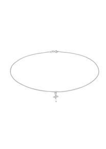 Choker Elli "Halskette Choker Kreuz Kristalle 925er Silber" Gr. 36, silber, Halsketten, Damen, mit Steinen, Silber 925 (Sterlingsilber), Choker