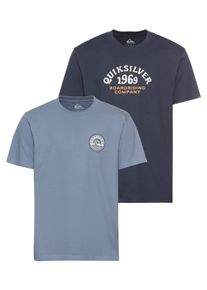 T-Shirt Quiksilver "DISCOCHECK SHORT SLEEVE TEE PACK YM", Herren, Gr. S, blau (shadow blau, navy blazer), Obermaterial: 100% Baumwolle, Shirts T-Shirt, Topseller