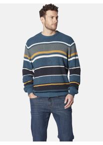 Rundhalspullover Babista "Pullover TORIVARA", Herren, Gr. M, blau (petrol gestreift), Obermaterial: 55% Polyacryl PAN. 45% Baumwolle CO., gestreift, normal, Rundhals, Pullover Rundhalspullover, mit Streifenmuster