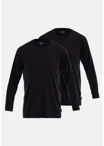 G&ouml;tzburg Langarmshirt G&Ouml;TZBURG "California", Herren, Gr. 54, schwarz (schwarz, dunkel, uni), Single Jersey, Obermaterial: 100% Baumwolle, regular fit h&uuml;ftbedeckend, Rundhals, Shirts Langarmshirt, basic, Langarm, bequem, Rundhalsausschnitt, locker, 100% Baumwolle