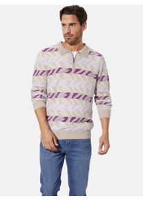 Rundhalspullover Babista "Pullover VARIN", Herren, Gr. L, lila (lila beige), Obermaterial: 100% Baumwolle CO., Pullover Rundhalspullover