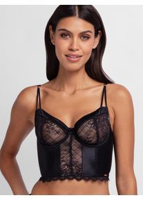Bustier Dorina "Hasina", Damen, Gr. 90, Cup B, schwarz, Spitze, Obermaterial: 54% Polyamid, 37% Polyester, 9% Elasthan, unifarben, BHs Bustier, mit zarter Spitze und gl&auml;nzendem Satin, verstellbare Tr&auml;ger