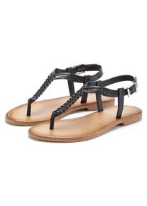 Zehentrenner Vivance, Damen, Gr. 41, schwarz, Obermaterial: 100% Ziegenleder. Decksohle: 100% Lederimitat. Futter: 100% Lederimitat. Laufsohle: 100% Synthetik, Flechtoptik, unifarben, Schuhe Zehentrenner, Sandalette, Sommerschuh,Sandale aus Leder mit Flecht-Optik