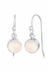Paar Ohrh&auml;nger Elli "Ohrringe Mondstein Moon Rund Basic Trend 925 Silber", wei&szlig;, Ohrringe, Damen, mit Stein, Silber 925 (Sterlingsilber), Paar Ohrh&auml;nger