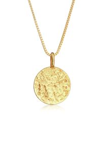 Kette mit Anh&auml;nger Kuzzoi "Halskette Herren Basic Coin Pl&auml;ttchen geh&auml;mmert 925 Silber" Gr. 55, gold, Halsketten, Herren, ohne Stein, Silber 925 (Sterlingsilber), Kette mit Anh&auml;nger