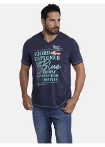 T-Shirt Jan Vanderstorm "T-Shirt NORDGER", Herren, Gr. 6XL, blau (dunkelblau), Obermaterial: 100% Baumwolle CO., Shirts T-Shirt