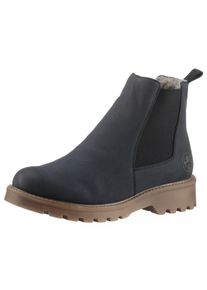 Chelseaboots Rieker, Damen, Gr. 43, blau (dunkelblau), Elastischer Einsatz, Nubuklederimitat, Schuhe Chelseaboots, Schlupfboots, Stiefelette, Blockabsatz, mit kuscheligem Warmfutter