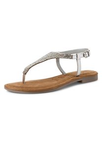 Riemchensandale Tamaris, Damen, Gr. 42, silber (silberfarben), Leder, gl&auml;nzend, Schuhe Riemchensandale, Sandalette, Sommerschuh, Festtagsschuh, funkelnde Strasssteinchen