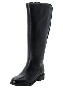 Weitschaftstiefel sheego, Damen, Gr. 39, XXL-Schaft, schwarz, Glattleder, Leder, Schuhe Weitschaftstiefel