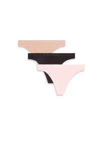 Tanga "THONG 3 PK", Damen, Gr. M (38), 3 Stk., schwarz, cedar, eggshell, Webqualit&auml;t, Obermaterial: 88% Polyamid, 11% Elasthan, 1% sonstige Fasern, Calvin Klein Underwear, unifarben, k&ouml;rpernah, Unterhosen Tanga, Mit geradem Abschluss