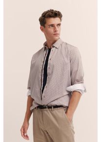 Langarmhemd Bugatti, Damen, Gr. 4XL, Normalgr&ouml;&szlig;en, braun (cognac), 100% Baumwolle, kariert, normal, eckige 2-Knopf-Manschette, Hemden Langarmhemd, mit Under-Button-Down