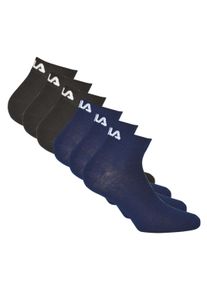 Kurzsocken Fila "Socken 6er Pack", Damen, Gr. 43-46, schwarz (schwarz, blau), Obermaterial: 75% Baumwolle CO. 23% Polyester PES. 2% Elasthan EL., Socken Kurzsocken