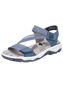 Riemchensandale Rieker, Damen, Gr. 36, blau (jeansblau), Lederimitat, Textil, Schuhe Riemchensandale, Sommerschuh, Sandalette, Klettschuh, im Sportslook