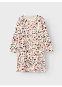 Nachthemd name it "NKFNIGHTGOWN LS NOSTALGIA FLOWER NOOS", M&auml;dchen, Gr. 134 (140), N-Gr, beige (peyote melange), Jersey, Obermaterial: 95% Baumwolle, 5% Elasthan, bedruckt, relaxed fit, Rundhals, Kleider Nachthemd