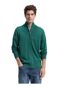 Strickjacke Tom Tailor, Herren, Gr. S, gr&uuml;n (jasper gr&uuml;n melange), Strick, Obermaterial: 100% Baumwolle, meliert, regular fit taillenbedeckt, ohne Ausschnitt, Rippb&uuml;ndchen, Strickjacken Strickjacke, mit Logo Stickerei