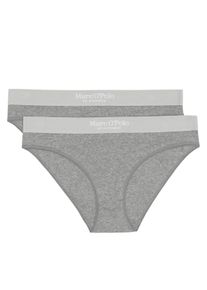 Marc O'Polo Slip MARC O'POLO "Iconic Rib woven", Damen, Gr. S, 2 Stk., grau (946nordic gr), Feinripp, Obermaterial: 95% Baumwolle, 5% Elasthan, meliert, eng, Unterhosen Slip, mit feingeripptem, elastischem Bund