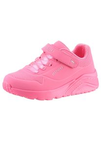 Slip-On Sneaker Skechers "UNO LITE", M&auml;dchen, Gr. 29, pink (neonpink), Lederimitat, Schuhe Slip-On Sneaker, mit praktischem Klettverschluss, Gr&ouml;&szlig;enschablone zum Download