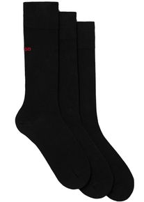 Businesssocken HUGO UNDERWEAR "3P RS UNI CC", Damen, Gr. 39-42, schwarz (schwarz 001), Baumwollmischung, unifarben, elastisch, Socken Businesssocken, mit kontrastfarbenen HUGO Logo-Schriftzug