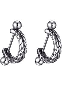 Paar Creolen Firetti "Schmuck Geschenk Edelstahl Ohrschmuck Ohrringe Classic", schwarz (altsilberfarben, schwarz), Ohrringe, Damen, Edelstahl, Paar Creolen