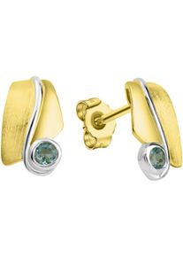 Paar Ohrstecker Firetti "Schmuck Geschenk Silber 925 Ohrschmuck Ohrringe Bicolor", blau (gelbgoldfarben, silberfarben, babyblau, babyblau), Ohrringe, Damen, Silber 925 (Sterlingsilber), Paar Ohrstecker, mit Blautopas (behandelt)