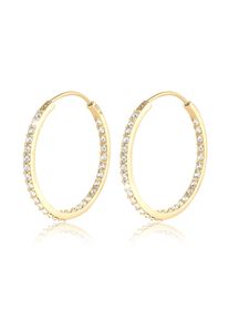 Paar Creolen Elli "Ohrringe Creolen 925 Silber, mit Kristallen von Swarovski", gold, Ohrringe, Damen, Silber 925 (Sterlingsilber), Paar Creolen