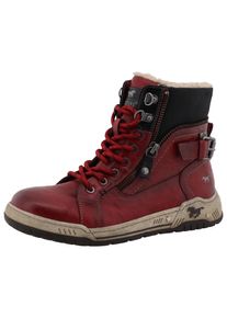 Winterboots Mustang Shoes "Ihana", Damen, Gr. 42, dunkelrot, Lederimitat, Textil, Schuhe Winterboots, High Top Sneaker, Winterboots mit Warmfutter und TEX
