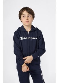 Kapuzensweatjacke Champion "BASICS Fleece Full Zip Sweatshirt", Jungen, Gr. XXL (176), nny, ns, Obermaterial: 54% Baumwolle, 46% Polyester, normal, Sweatjacken Kapuzensweatjacke, mit Kapuze und Kordelzug, aus Baumwolle und Polyester, f&uuml;r Kinder