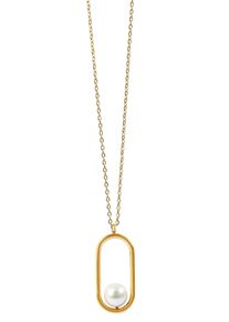 Adelia&acute;s Gliederkette ADELIA&acute;S "Damen Halskette aus Edelstahl mit Perle 45 cm" Gr. 45, gold, Halsketten, Damen, Edelstahl, Gliederkette