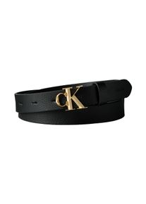 Lederg&uuml;rtel Calvin Klein "FACTED CK BUCKLE 25MM PEBBLE", Damen, Gr. 95, schwarz, antique light gold, Web, Rindsleder, unifarben, G&uuml;rtel Lederg&uuml;rtel, Gr&ouml;&szlig;enverstellbar mit Metallschlie&szlig;e