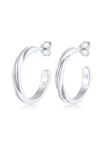 Paar Creolen Elli "Ohrringe Creolen Stecker Twisted Gedreht Trend 925 Silber" Gr. 21, silber, Ohrringe, Damen, ohne Stein, Silber 925 (Sterlingsilber), Paar Creolen
