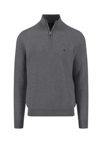 Troyer Fynch-Hatton, Herren, Gr. S, grau (steel), Strick, Obermaterial: 100% Baumwolle, unifarben, regular fit taillenbedeckt, Rippb&uuml;ndchen, Pullover Troyer, aus reiner Baumwolle, mit Logo-Stickerei, Regular Fit