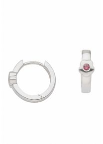 Adelia&acute;s Paar Creolen ADELIA&acute;S "925 Silber Ohrringe Creolen Bl&uuml;te mit Zirkonia &Oslash; 13,3 mm", rot (rosa), Ohrringe, Damen, Silber 925 (Sterlingsilber), Paar Creolen