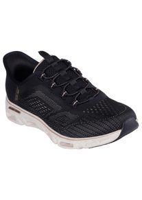 Slip-On Sneaker Skechers "GLIDE-STEP GRATIFY-PACE", Damen, Gr. 41, gold (schwarz, goldfarben), Textil, Schuhe Slip-On Sneaker, Schlupfschuh, Komfortschuh mit elastischer Schn&uuml;rung