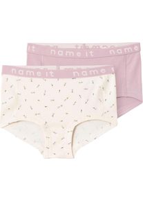 Hipster name it "NKFHIPSTER 2P BUTTERCREAM FLORAL NOOS", M&auml;dchen, Gr. 116, 2 Stk., beige (buttercream), Jersey, Obermaterial: 95% Baumwolle, 5% Elasthan, bedruckt, Unterhosen Hipster