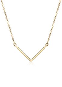 Kette mit Anh&auml;nger Elli "Halskette V-f&ouml;rmiger Anh&auml;nger 925 Silber" Gr. 45, gold, Halsketten, Damen, ohne Stein, Silber 925 (Sterlingsilber), Kette mit Anh&auml;nger