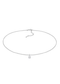 Choker Elli "Halskette Choker Zirkonia Solit&auml;r Basic 925 Sterling Silber" Gr. 36, wei&szlig;, Halsketten, Damen, mit Steinen, Silber 925 (Sterlingsilber), Choker