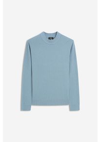 Strickpullover Cinque "CIGIANO", Herren, Gr. M, blau (taubenblau), Rippstrick, Obermaterial: 80% Viskose, 20% Polyamid, regular fit h&uuml;ftlang, Rundhals, B&uuml;ndchen, Pullover Strickpullover, mit kleinem Stehkragen