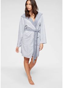 Damenbademantel Kangaroos "Luana, ideal f&uuml;r Sauna & Spa, Hotelbademantel, Morgenmantel" Gr. L, grau, L:95cm, Leichtfrottier, Hausm&auml;ntel, Damenbademantel, Streifen - Bademantel f&uuml;r Damen, gestreift, XS-3XL, Topseller