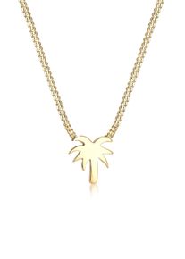 Kette mit Anh&auml;nger Elli "Halskette Palme Strand Sommer 925 Sterling Silber vergoldet" Gr. 45, gold, Halsketten, Damen, ohne Stein, Silber 925 (Sterlingsilber), Kette mit Anh&auml;nger