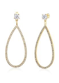 Paar Ohrh&auml;nger Elli Premium "Ohrringe H&auml;nger Kristalle Funkelnd 925 Silber" Gr. 62, gold, Ohrringe, Damen, mit Stein, Silber 925 (Sterlingsilber), Paar Ohrh&auml;nger