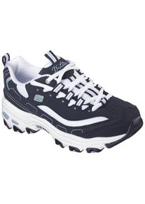 Sneaker Skechers "D&acute;Lites - Biggest Fan", Damen, Gr. 35, blau (navy, wei&szlig;), Leder, Synthetik, Textil, Schuhe Sneaker, Freizeitschuh, Halbschuh, Schn&uuml;rschuh im trendigen Chunky-Style, Topseller