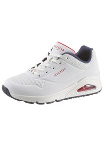 Wedgesneaker Skechers "Uno - Stand on Air", Damen, Gr. 35, wei&szlig;, Lederimitat, Schuhe Wedgesneaker, Freizeitschuh, Halbschuh, Schn&uuml;rschuh mit feiner Perforation