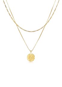 Kette mit Anh&auml;nger Kuzzoi "Halskette Herren Layer Figaro Venezianer Pl&auml;ttchen 925 Silber" Gr. 50, gold, Halsketten, Herren, ohne Stein, Silber 925 (Sterlingsilber), Kette mit Anh&auml;nger