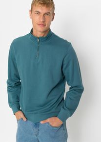 Sweatshirt bonprix "Sweatshirt mit Troyerkragen", Herren, Gr. 56/58 (XL), blau (mattpetrol), Obermaterial: 60% Baumwolle, 40% Polyester, regular fit, Sweatshirts Sweatshirt, mit Stehkragen, mit Rei&szlig;verschluss, Regular Fit, unifarben